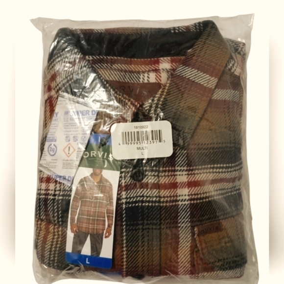 Orvis Mens Flannel Shirt Multi Plaid 100% Cotton Outdoor Warm Thick Woodsman - Picture 9 of 11